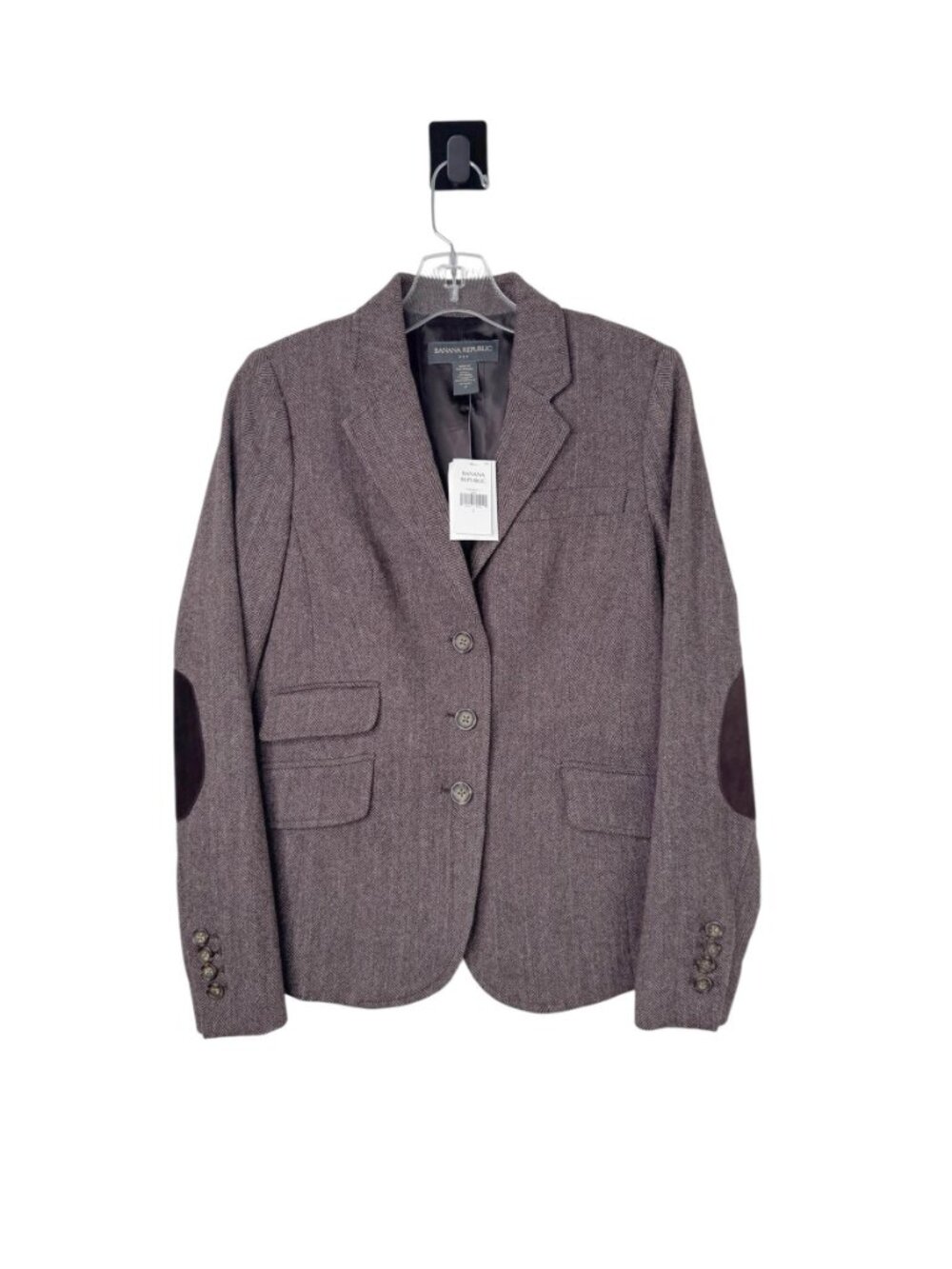 Banana Rebulic Tweed Jacket with Suede Elbow patches Size 2 NWT